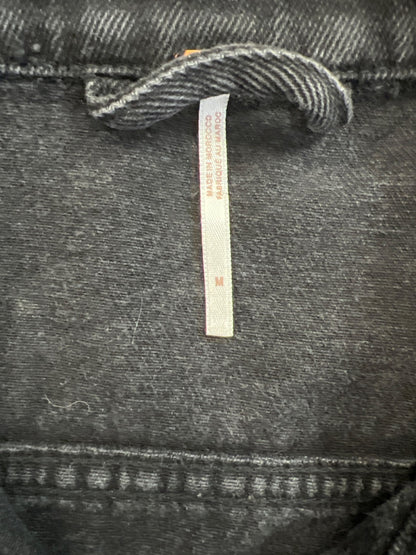 Free People Women’s Black Long Sleeve Button Up Denim Jean Jacket - M
