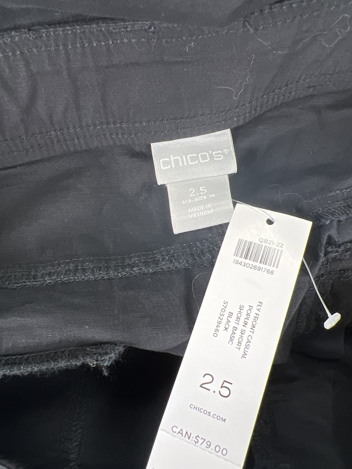 Chico’s Women’s Black Poplin Casual Shorts - 2.5/US 14