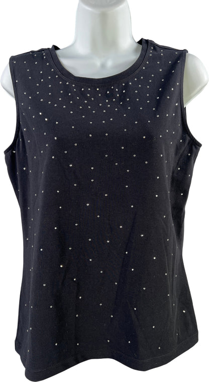 Talbots Women’s Black Rhinestone Sleeveless Tank Top - S