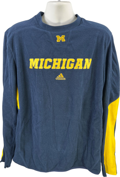 Adidas Men’s Blue/Yellow U of M Climawarm Fleece Crewneck Sweatshirt - L