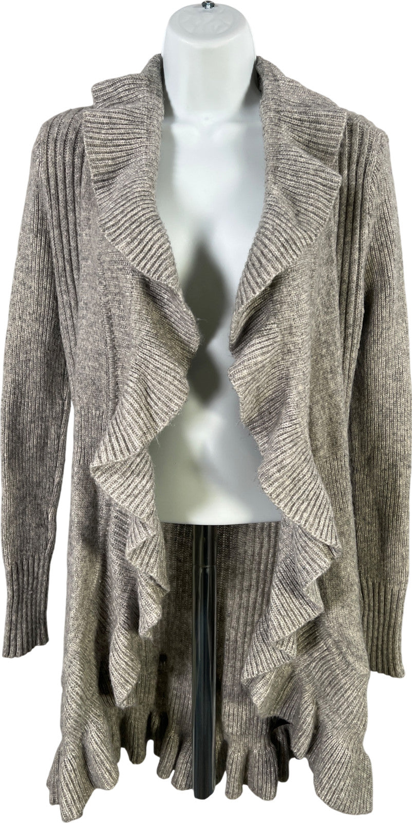 White House Black Market Womens Gray Wool Blend Hook Close Cardigan Sweater - XS