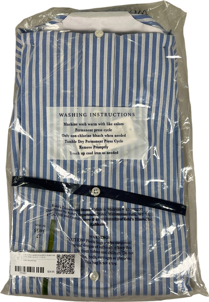 Croft and Barrow Mens Blue/White Striped Long Sleeve Button Up Shirt - 17 -34/35