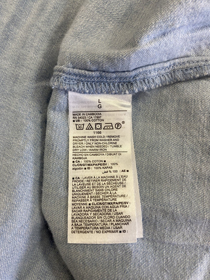 Old Navy Women’s Blue Chambray Open Bow Back Short Sleeve A-Line Dress - L