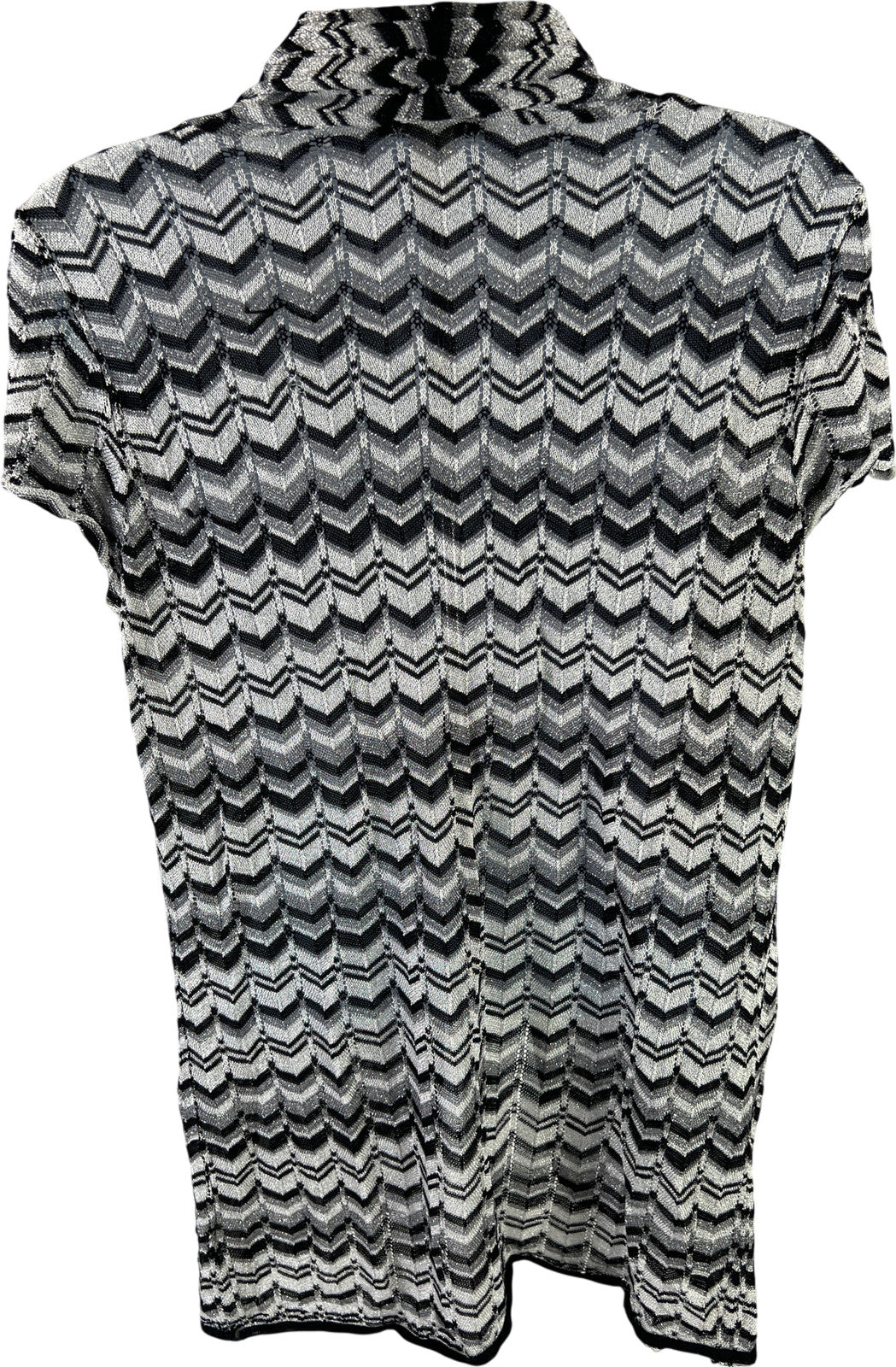 White House Black Market Women’s Black Silver Metallic Sleeveless Cardigan - L