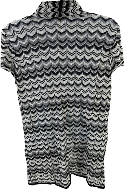 White House Black Market Women’s Black Silver Metallic Sleeveless Cardigan - L