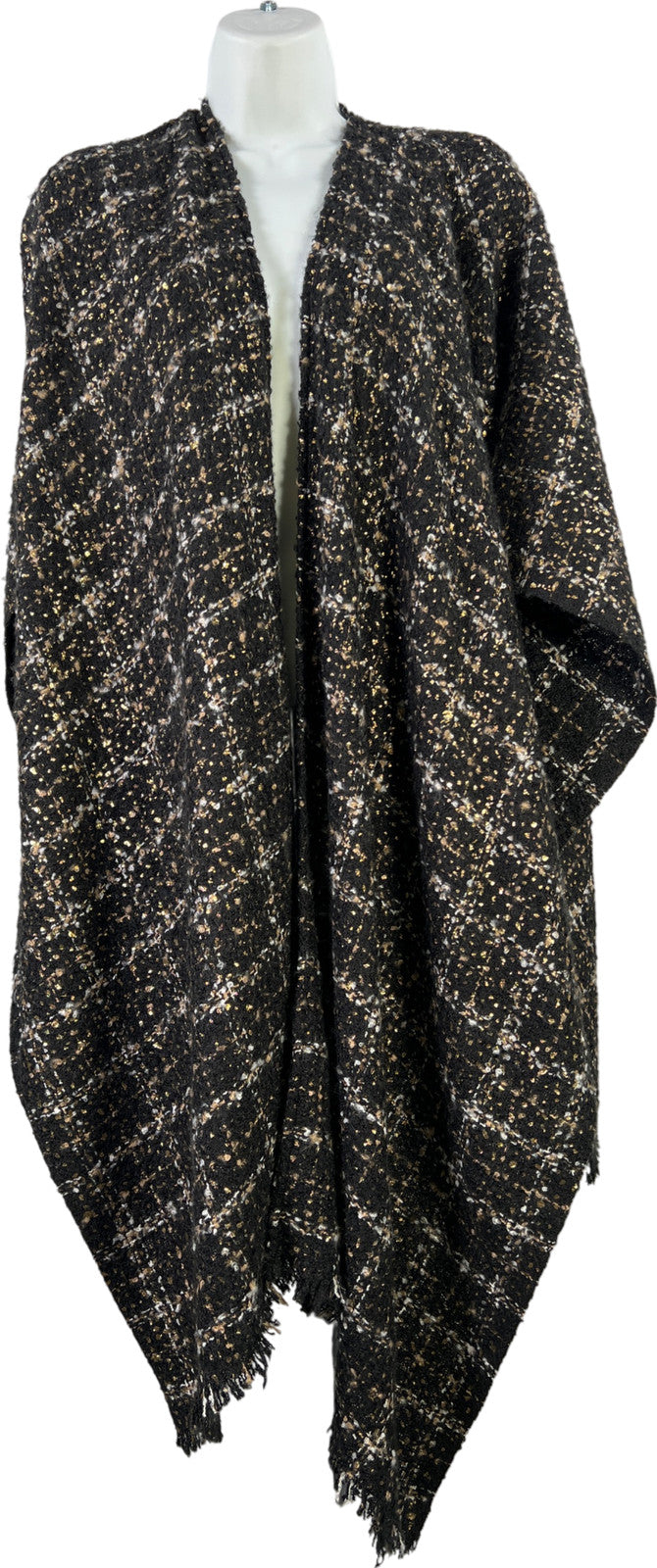Chico’s Women’s Black/Gold Metallic Wrap Sweater - One Size