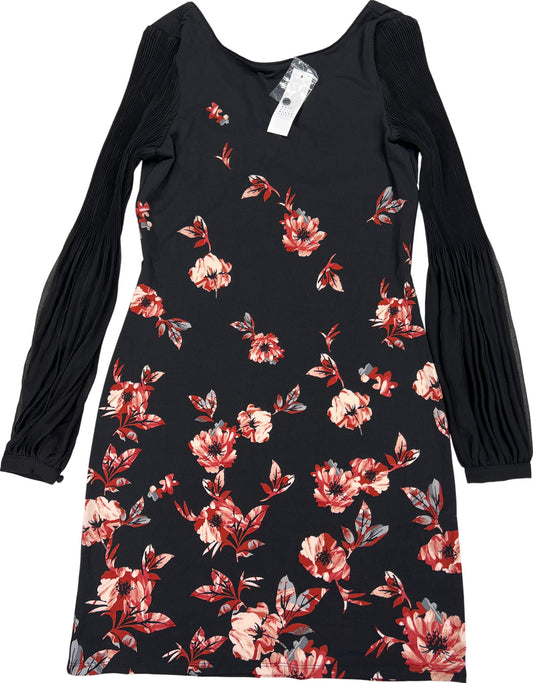 NEW White House Black Market Women’s Black/Red Floral Pleated Sleeve Dress - XXS