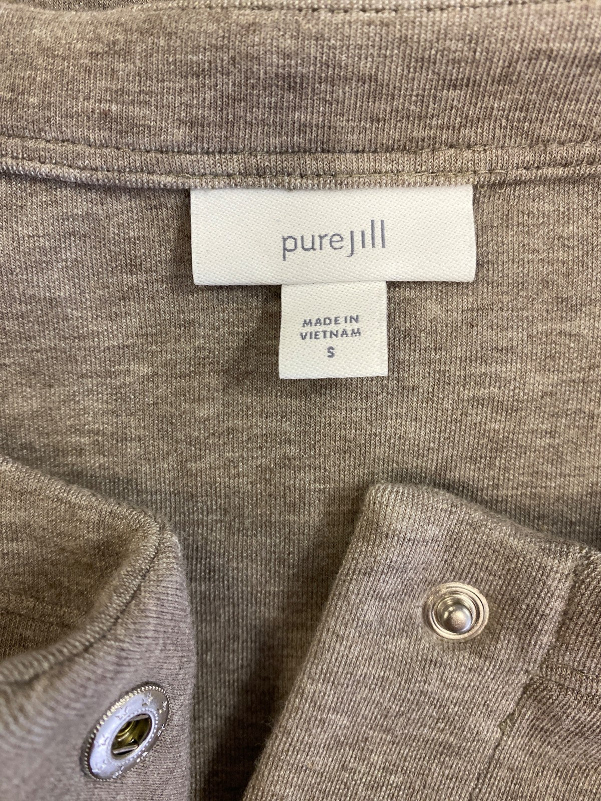 Pure J.Jill Women’s Gray/Beige Long Sleeve Snap Button Sweater Jacket - S