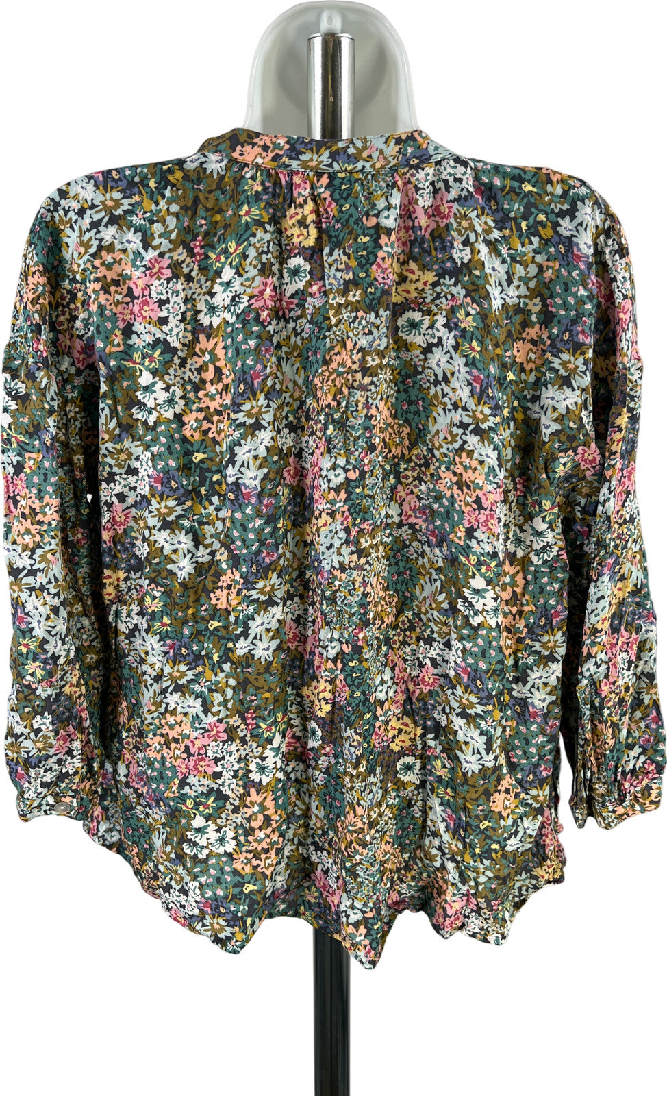 J.Jill Women’s Green/Blue Floral 3/4 Sleeve Pullover Blouse - XS