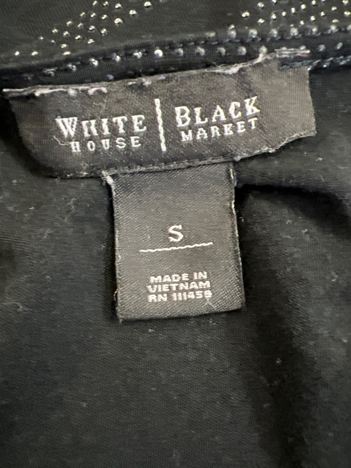 White House Black Market Women’s Black Rhinestone Drape Neck Tank Top Blouse - S