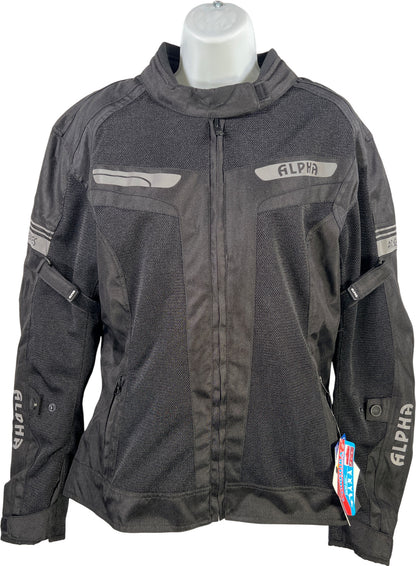 Alpha Cycle Gear Women’s Black Air Series Padded Full Zip Motorcycle Jacket - 2X