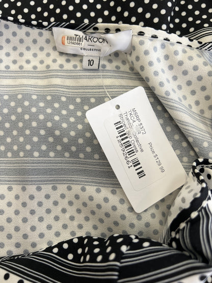 Thakoon Collective Women’s Black Polka Dot Striped Slip Dress - 10