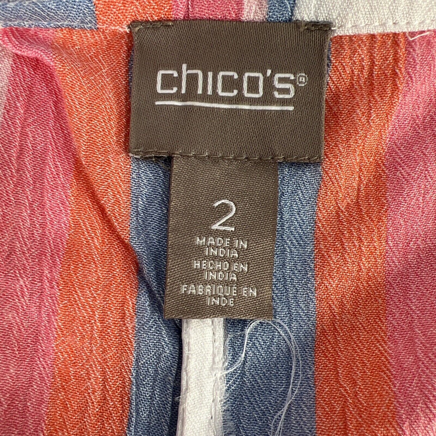 Chicos Women's White/Pink Striped Day Off Popover T-Shirt - 2/L
