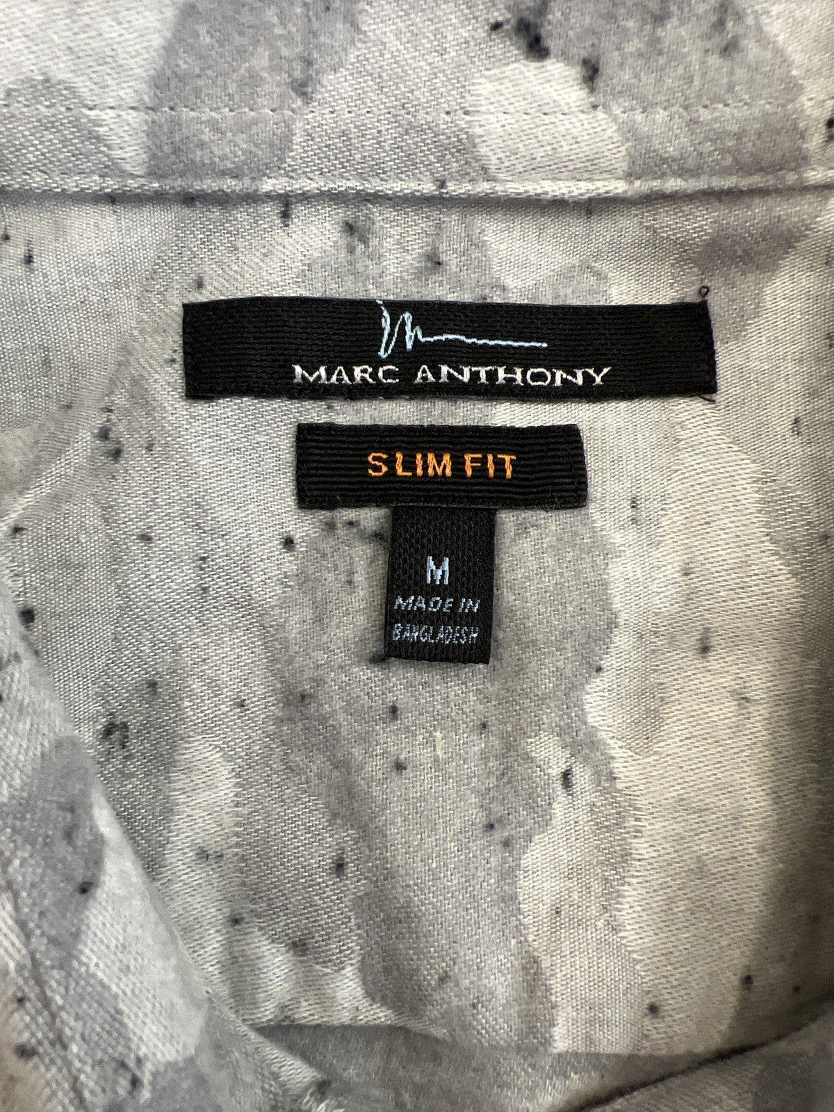 Marc Anthony Men’s Gray Camo Soft Touch Slim Fit Button Up Shirt - M