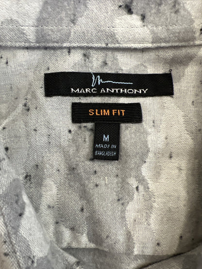 Marc Anthony Men’s Gray Camo Soft Touch Slim Fit Button Up Shirt - M