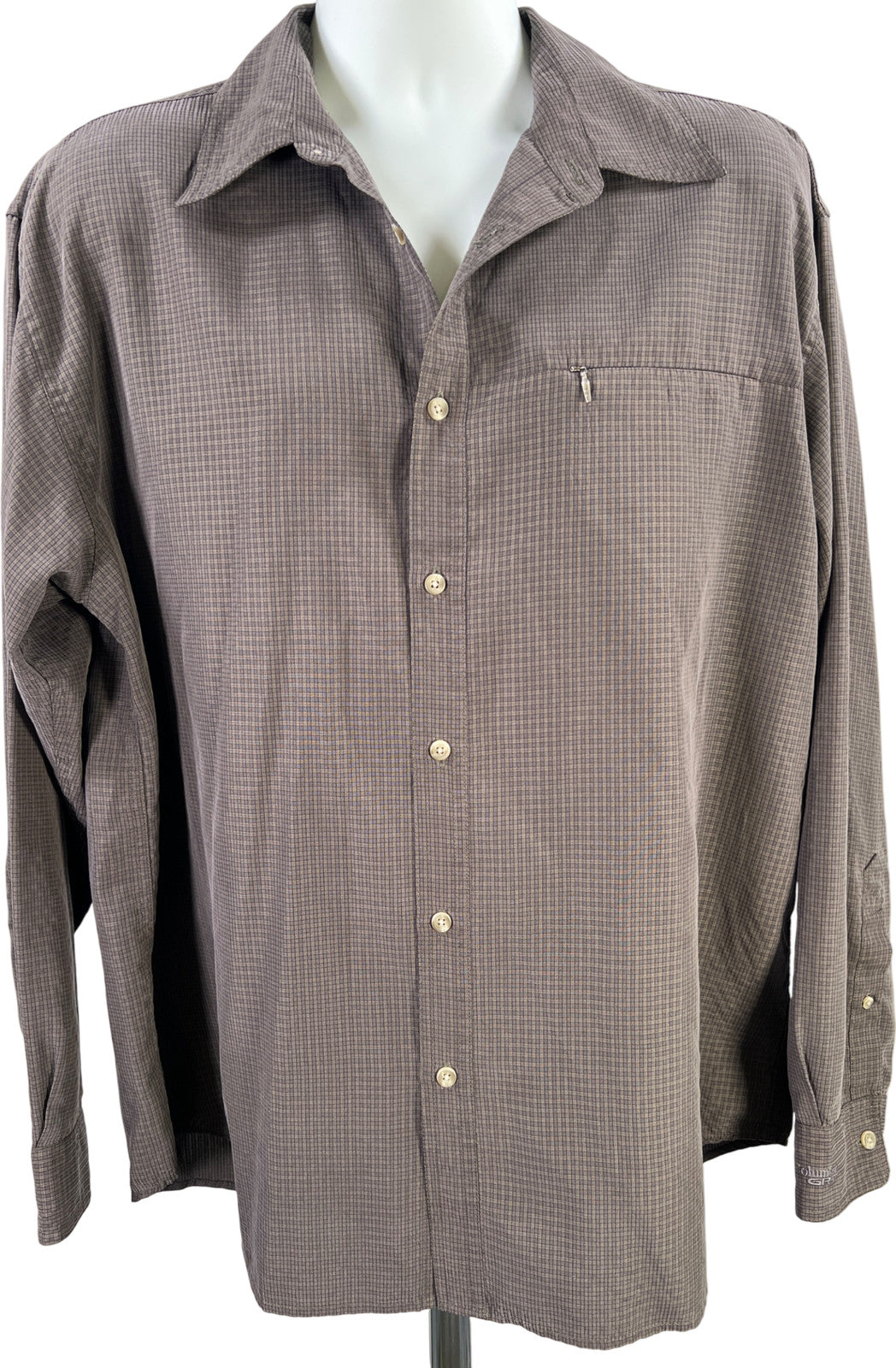 Columbia GRT Men’s Green/Blue Plaid Long Sleeve Button Up Shirt - XL