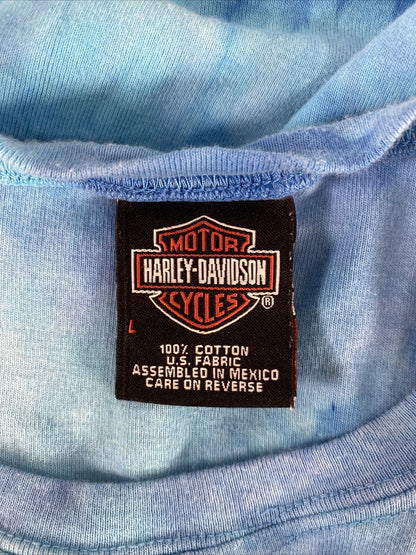 Harley Davidson Women's Blue Tie-Dye Cement City, MI Tank Top - L
