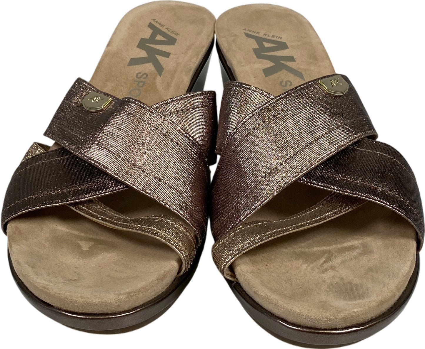 Anne Klein Women’s Bronze Metallic Peggy Wedge Sandals - 7