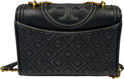 Tory Burch Women’s Black Leather Fleming Convertible Crossbody Purse