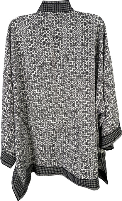 Max Studio Women’s Black/White 1/2 Sleeve Kimono Top - Plus 1X