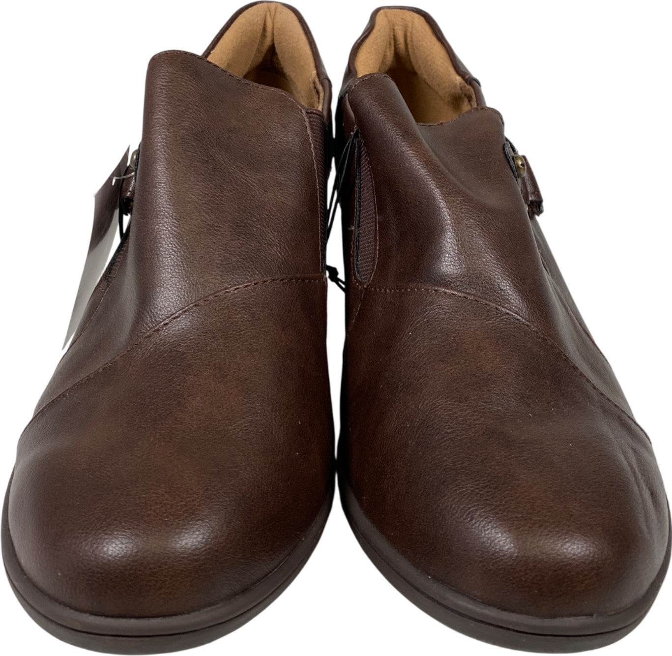 JBU Women’s Brown Faux Leather Kyley Low Heel Ankle Booties - 9