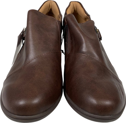 JBU Women’s Brown Faux Leather Kyley Low Heel Ankle Booties - 9