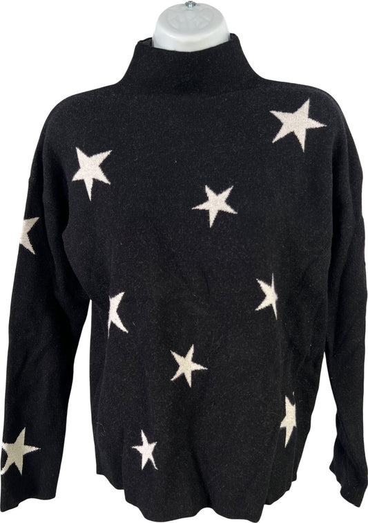 Tahari Women’s Black Star Print Long Sleeve Mock Neck Sweater - S