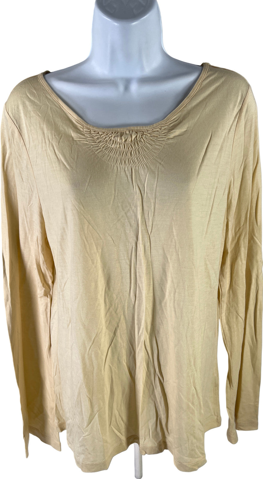 J. Jill Women’s Pale Yellow Long Sleeve Stretch T-Shirt - L
