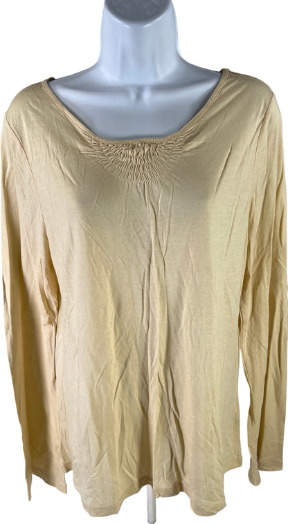 J. Jill Women’s Pale Yellow Long Sleeve Stretch T-Shirt - L