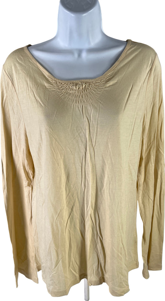 J. Jill Women’s Pale Yellow Long Sleeve Stretch T-Shirt - L