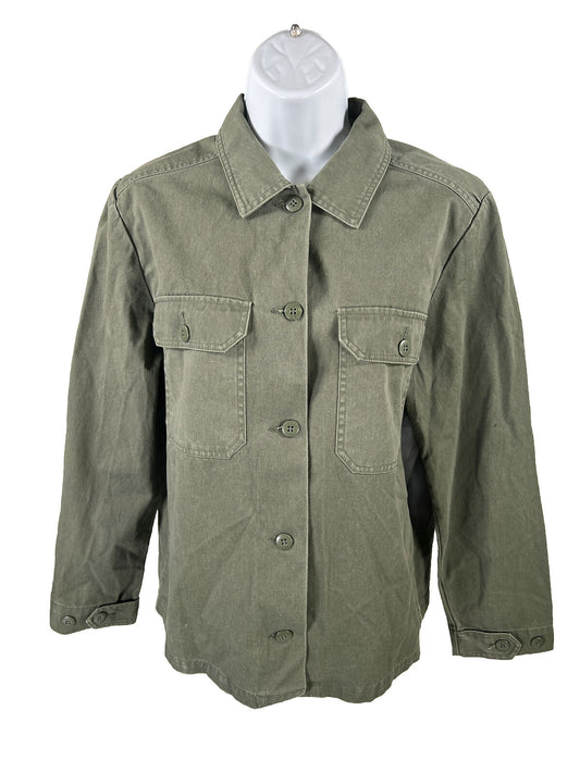NEW Kendall and Kylie Women's Green Button Up Canvas Shirt - S
