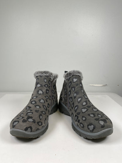 Skechers Women’s Gray Leopard Print Uno Rugged Sneaker Boots - 11 Wide