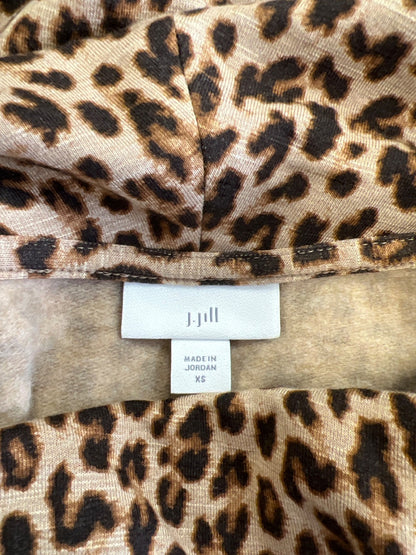 J.Jill Women’s Brown Animal Print Cowl Neck Long Sleeve Shirt - XS