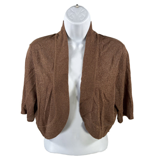 NEW Chico's Women's Brown Shimmer Short Sleeve Shrug Sweater - 2/L