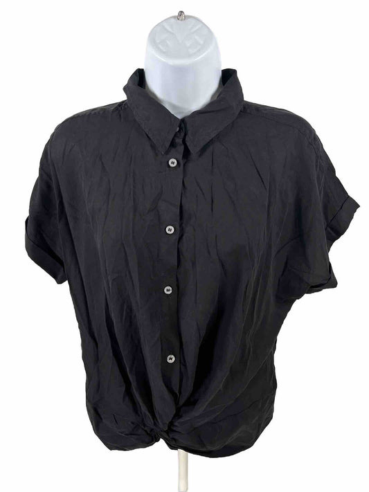 NEW Lou and Grey Women's Black Button Up Knot Top Shirt - L