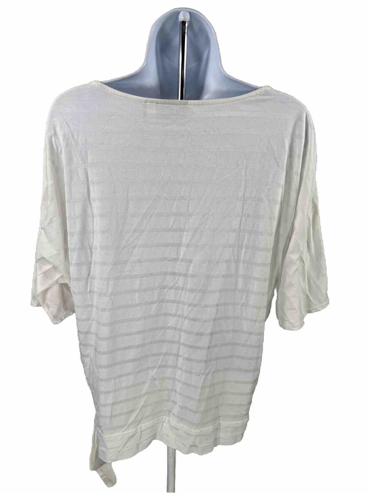 Chico's Women's White Semi-Sheer Short Sleeve Tie Front T-Shirt - 2/L
