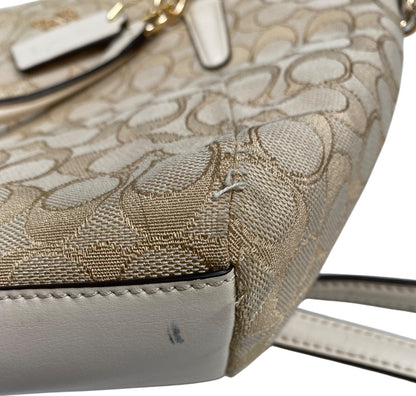 Coach Women’s Beige Signature Canvas Zip Close Crossbody Hand Bag Purse
