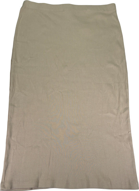 Bagatelle Women’s Beige Ribbed Straight Pull On Stretch Midi Skirt - XL