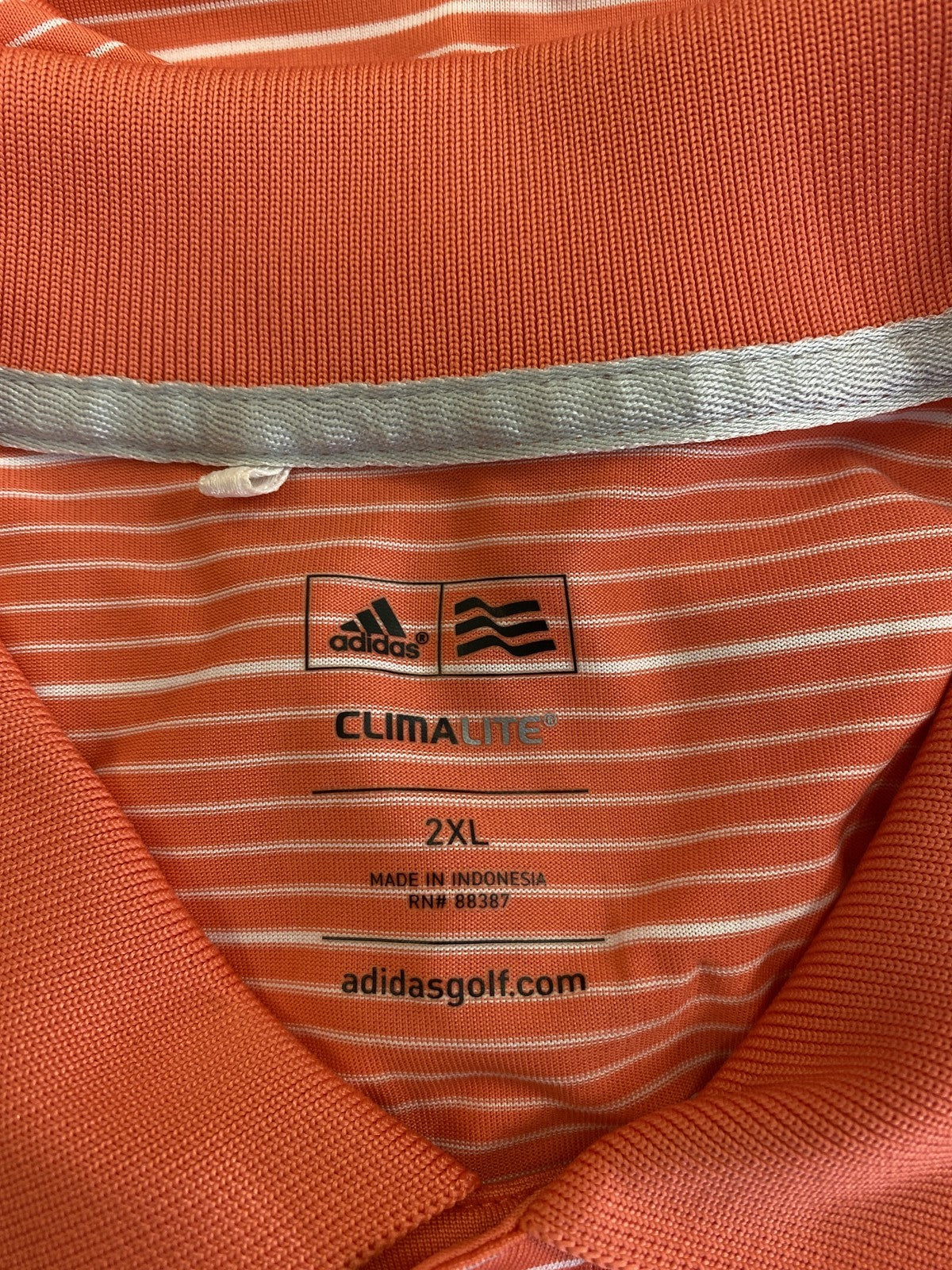 Adidas Men’s Pink Striped Short Sleeve Climalite Athletic Golf Polo Shirt - 2XL