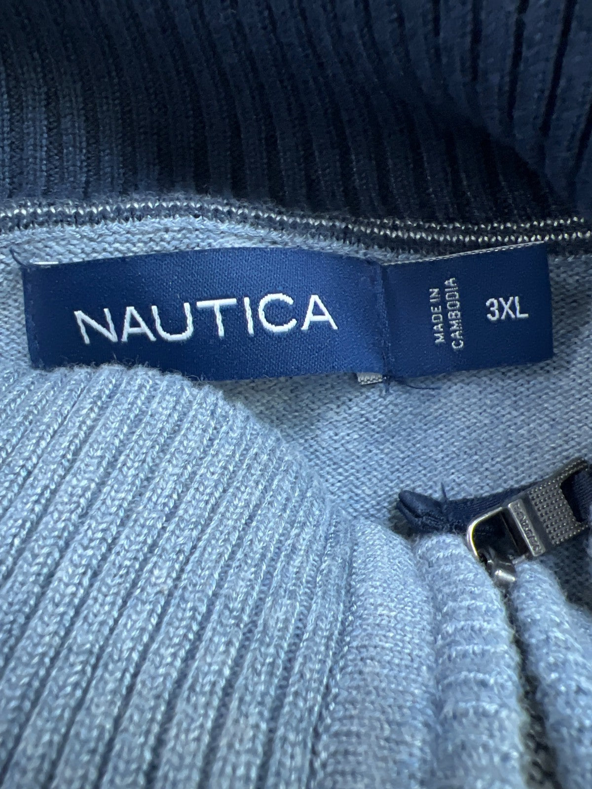 Nautica Men’s Blue Long Sleeve 1/4 Zip Pullover Sweater - 3XL