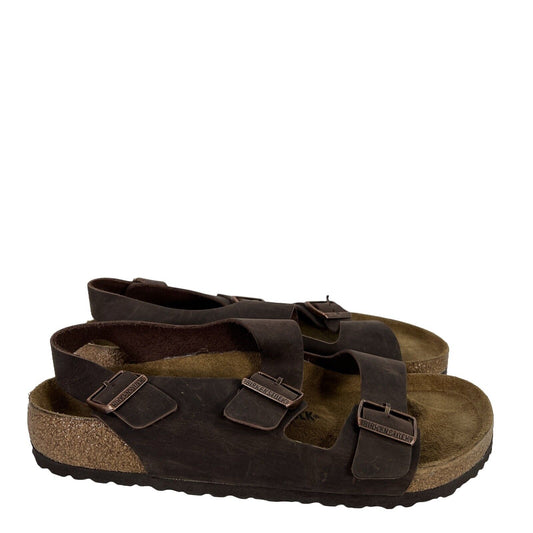 NEW Birkenstock Men's Brown Leather Milano Slingback Sandals - 12
