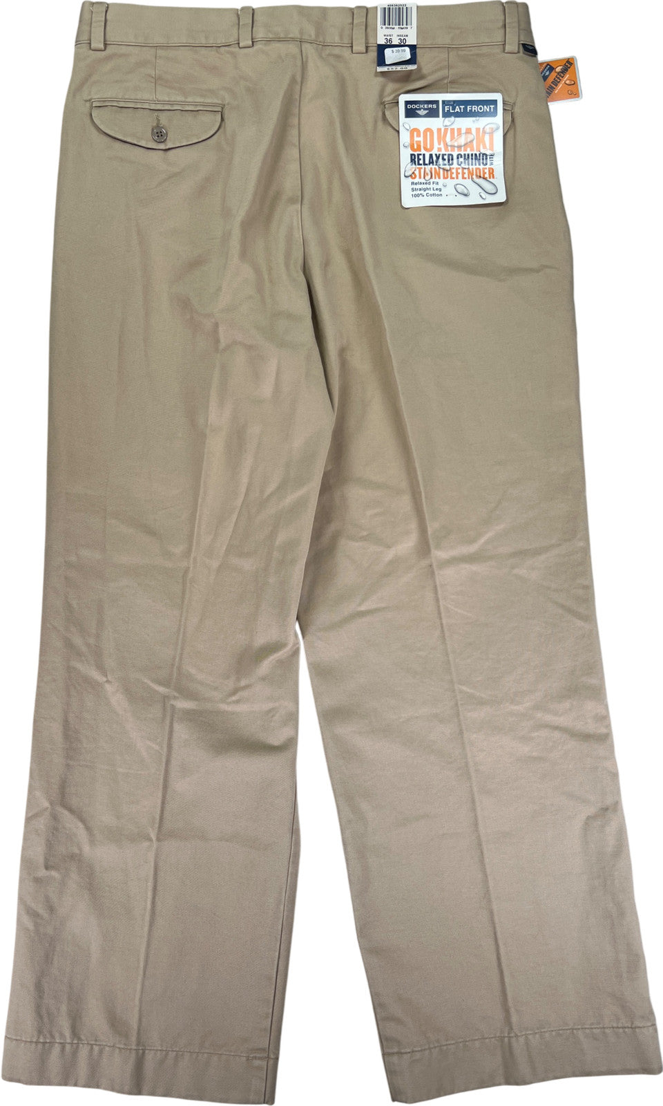 Dockers Men’s Beige Stain Defender Go Khaki Relaxed Straight Chino Pants - 36x30