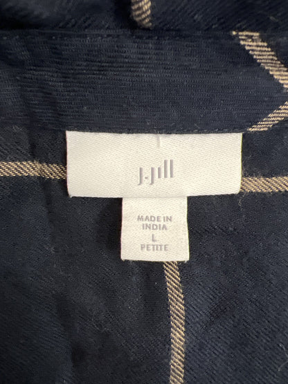 J.Jill Women’s Blue Plaid Long Sleeve Button Up Shirt - L Petite