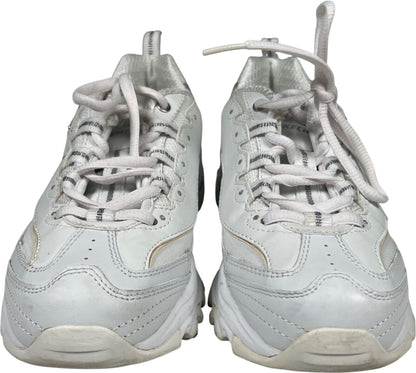 Skechers Women’s White D’Lites Leather Lace Up Walking Sneakers - 7