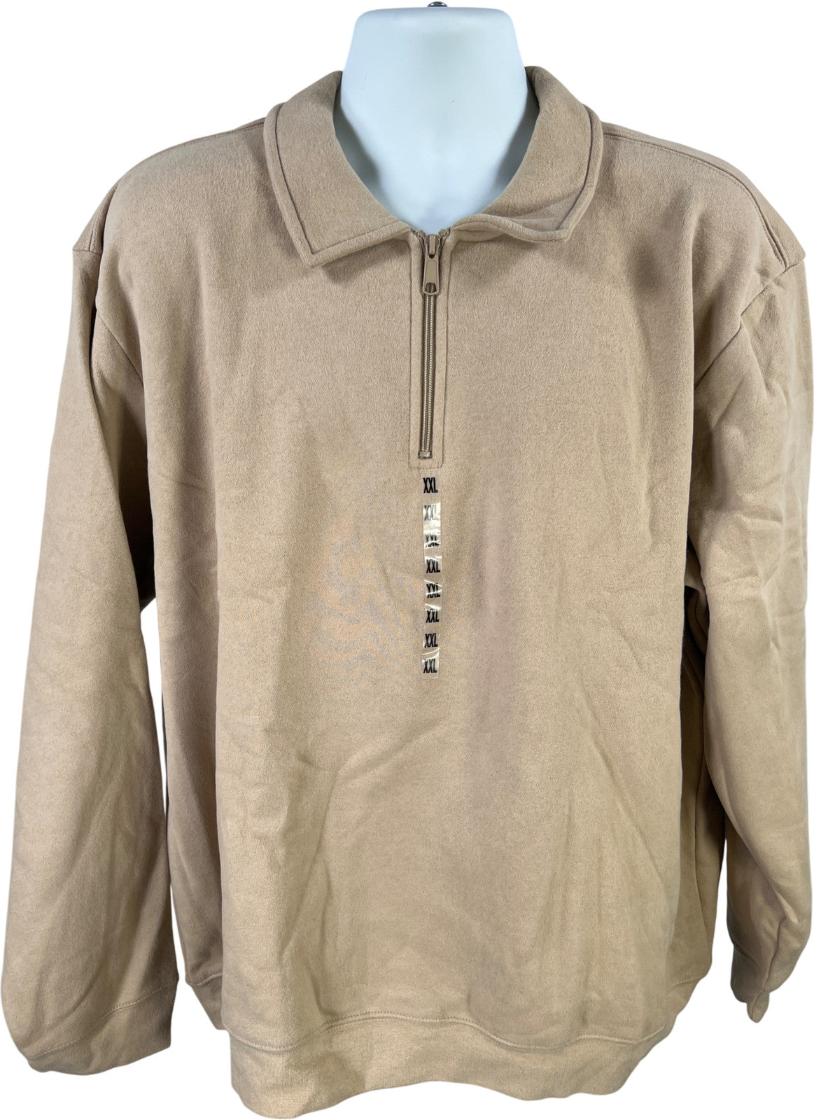 Croft and Barrow Men’s Beige Dry Clay 1/4 Zip Pullover Sweater - XXL