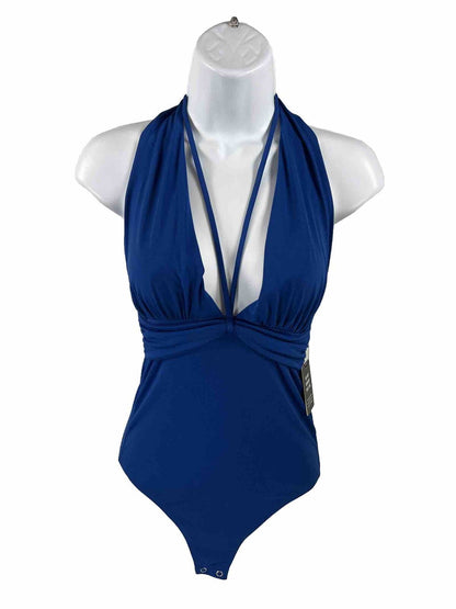 NEW Express Women's Blue Halter Neck Bodysuit - XS