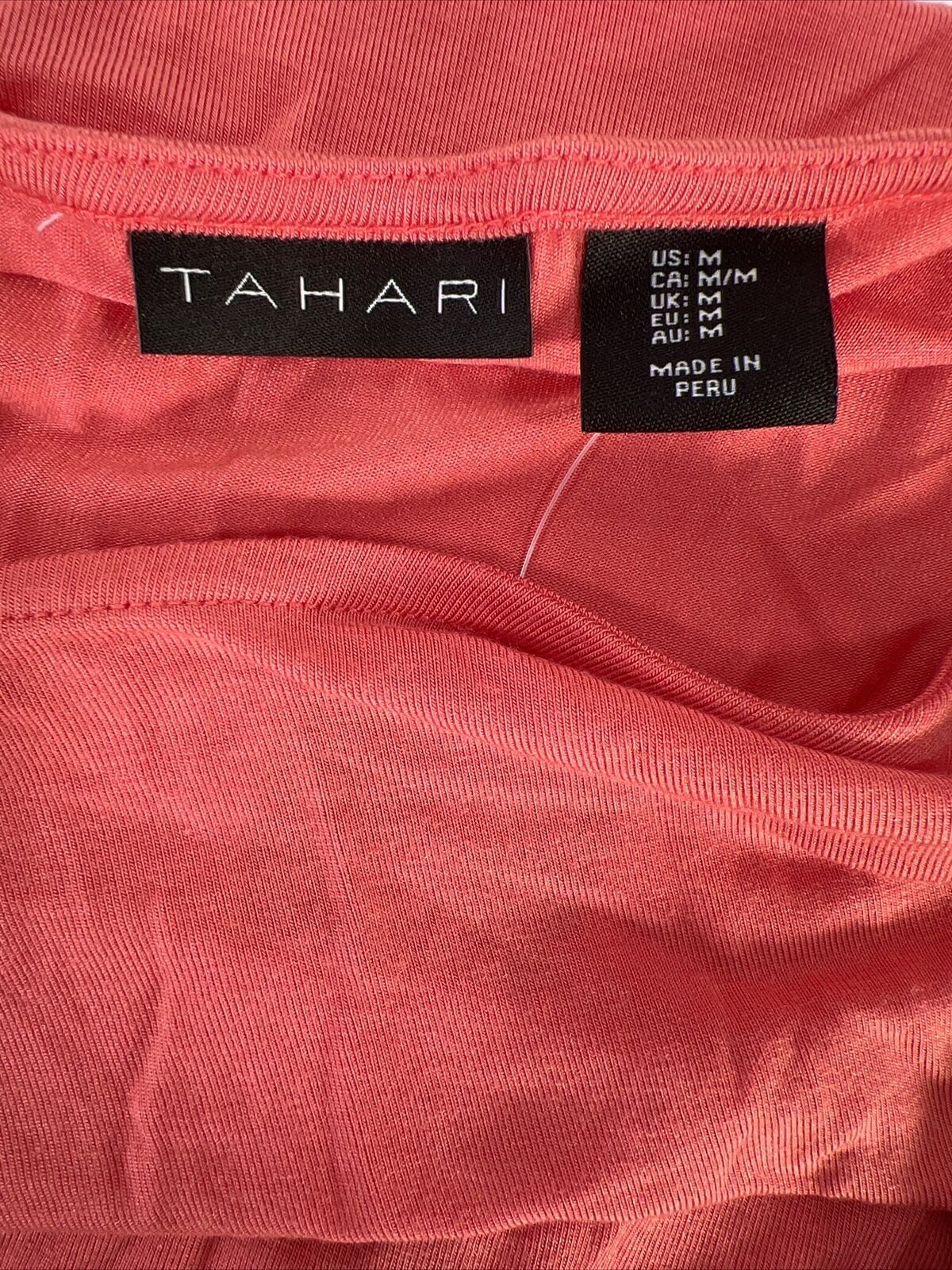 NUEVA camiseta básica de manga corta rosa/naranja de Tahari para mujer - M