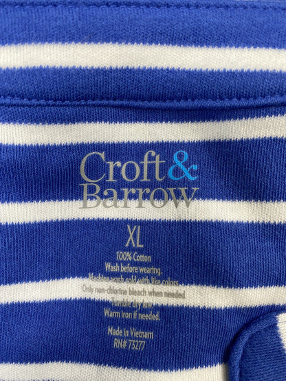 Croft and Barrow Women’s Blue Striped 3/4 Sleeve V-Neck Pullover Shirt - XL