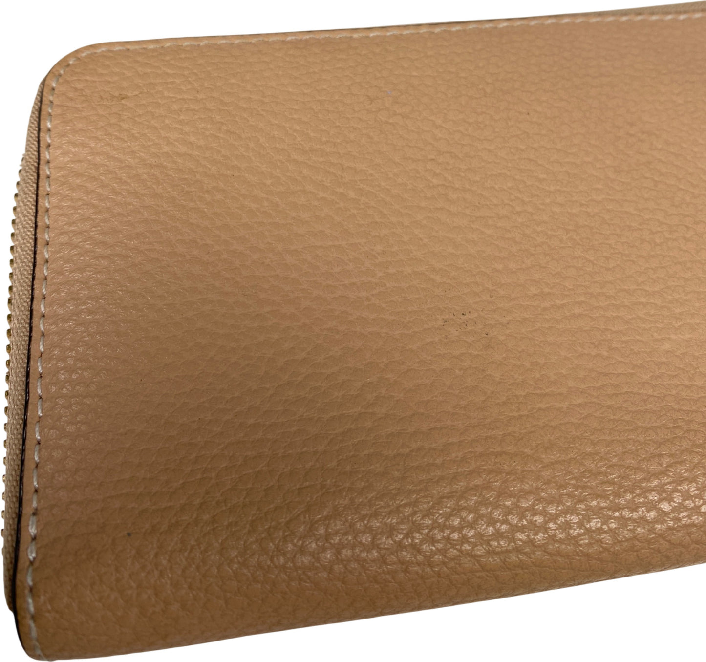 Coach Women’s Beige Pebbled Leather Zip Around Accordion Wallet