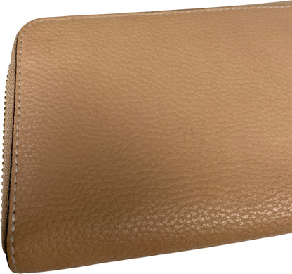 Coach Women’s Beige Pebbled Leather Zip Around Accordion Wallet